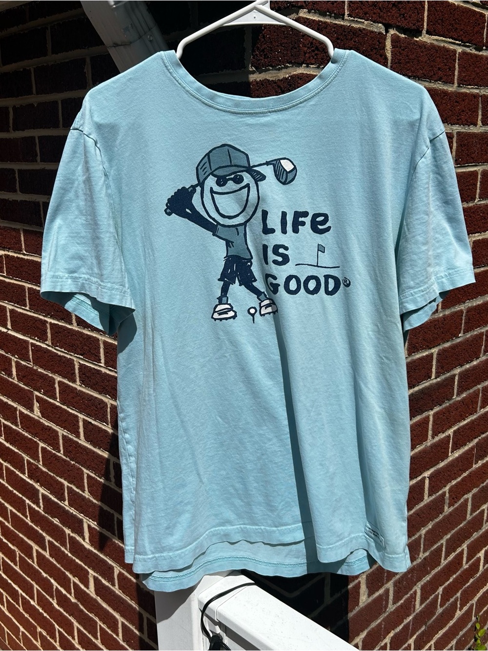Life Is Good Light Blue Tee with Small Motivational Patch